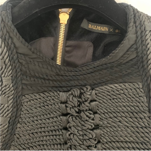 NWOT Balmain x H&M Black Velvet Rope Cocktail Dress Mini - Picture 10 of 11